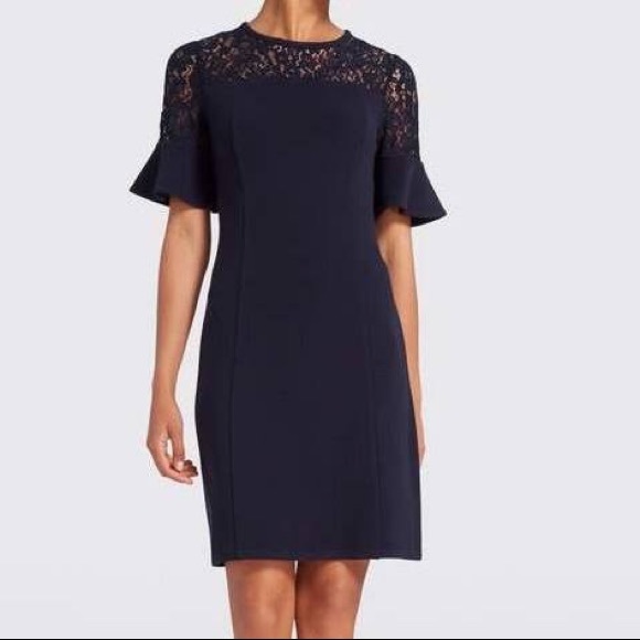 Draper James Solid Navy Flutter Short Sleeve Dress - Picture 6 of 8